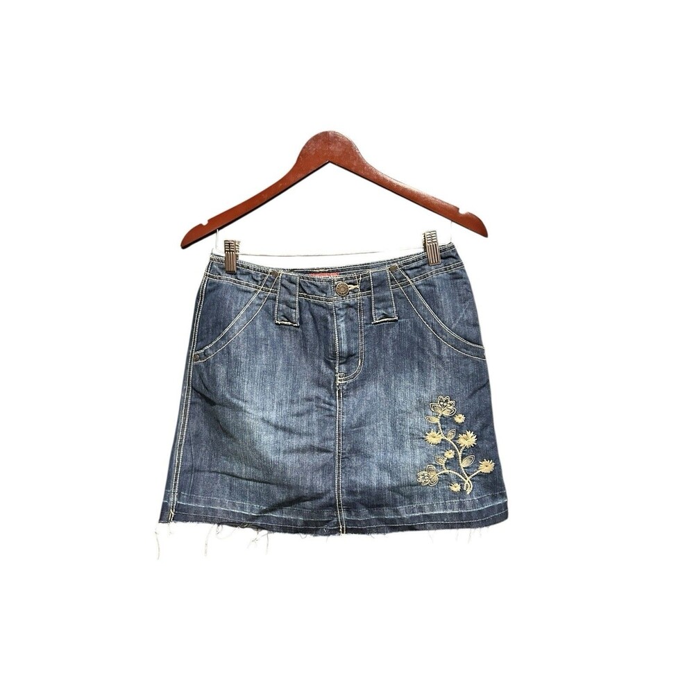 Deadstock Vintage Faded Glory Denim Skirt Skort 90s Y2K Dark Wash Mini Size 4